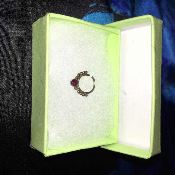 Sterling Silver Septum ring with amethyst jewel - Picture 2 of 5